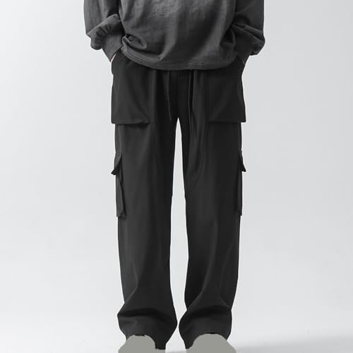 Mens Cargo Pants Fashion Y2k Youth Boys Street Wide Leg Pants Lightweight Outdoor Joggers Athletic Trousers with Pocket2