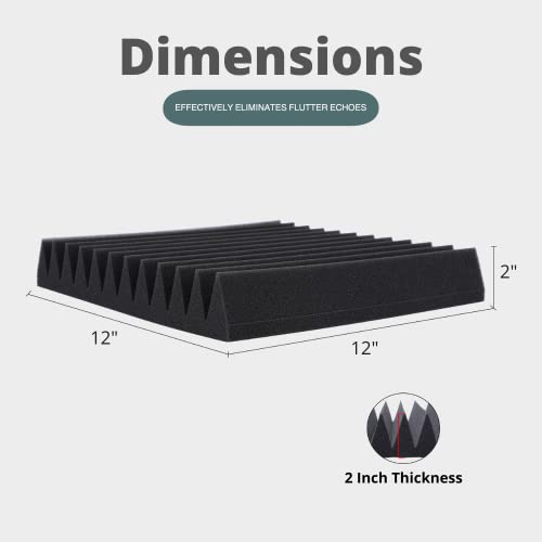 TRUE NORTH Acoustic Foam Panels 12 Pack w/Adhesive - (2" Thick) Acoustic Panels Sound Absorbing Panel - Sound Panels Noise Reducing For Walls - Sound Foam Panels, Sound Pads For Walls, Noise Foam