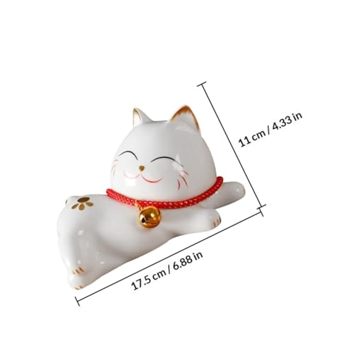 Modèle de chat en céramique blanche pour bureau et meuble TV - 3