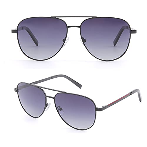 MSM001 Mojiken Polarized Sunglasses UV Protection Sunglasses for Men And Women Aviator Sunglasses Driving Sunglasses (M.Black/Polarized Grad Smoke 1Pack)