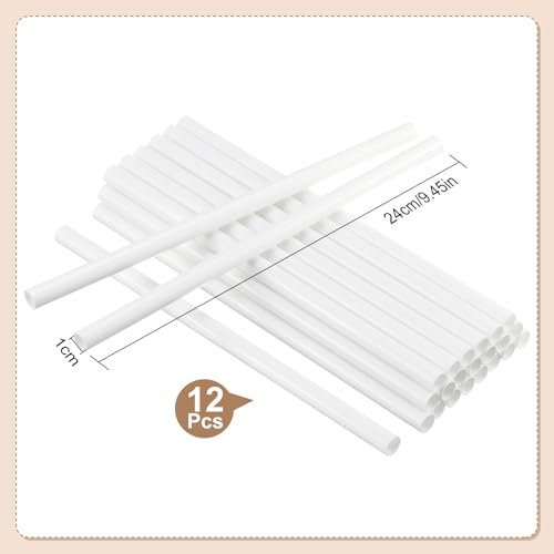 Boao Plastic Cake Dowels Rods for Tiered Hollow Wedding Cake Round Support Rods Straws for Stacking and Supporting (9.5 in Length,White,24 Pcs)