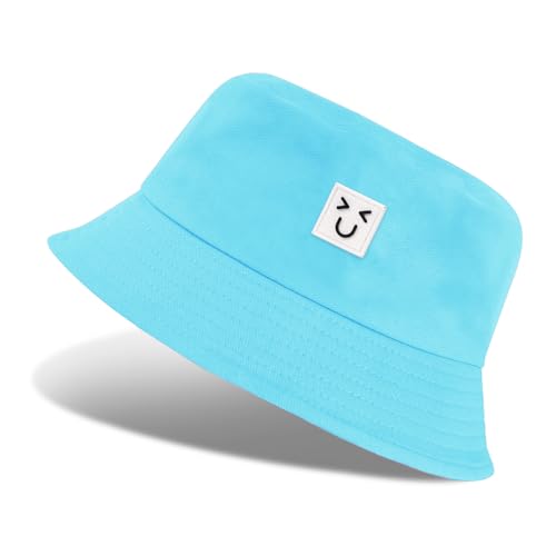 Vancavoo Sombrero de Pescador Mujer Hombre Plegable Sombrero de Sol Verano Playa Gorra Unisex Bucket Hat Algodón (FR/ES, Letras, Talla única, A-Azul)