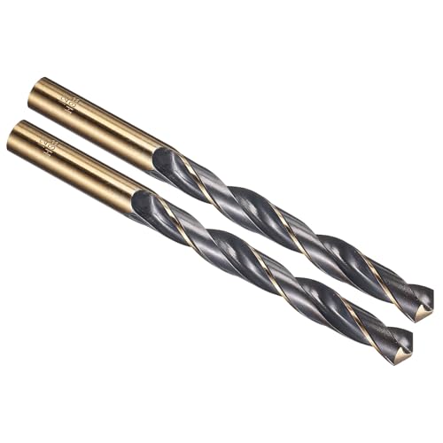 PATIKIL 12mm Drill Bit, Jobber Straight Shank 4341 High-Speed Steel 118° Black and Gold Finish for Medium-hard Metal Steel Acrylic - 2 Pack