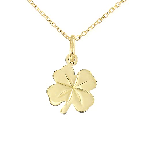 Collier trèfle porte-bonheur or jaune femme 45 cm Lucchetta véritable
