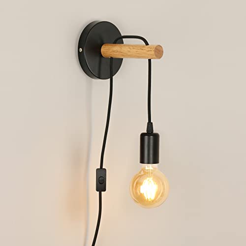 Vintage LED Wandleuchte Retro Loft Industrie Wandleuchte E27 Holz Eisen Schwarz Käfig Lampenschirm Wandleuchte Innenbeleuchtung Wandlamp