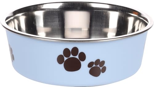 Hundenapf personalisiert aus Edelstahl S 450 ml Hellblau – rutschfest, leicht & hygienisch – Futter- & Wassernapf mit Namen für kleine Hunde & Katzen