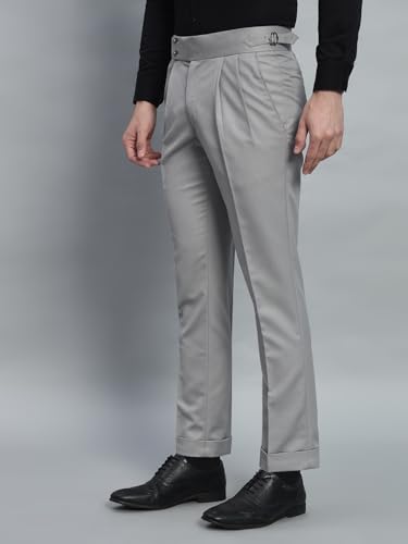 Image of Gurkha Pants for Men | Trouser for Men | Formal Pant | Double Button | Regular Fit Trouser High Waist Pleated Casual Trousers | Straight Leg Pants for Office Smart Casual Travel Party