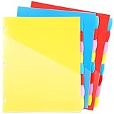 Binder Dividers w/Two Pocket Binder Index Dividers 8-Tab Set Pack of 3 Sets Multicolor Tab dividers Plastic Binder Dividers with Tabs