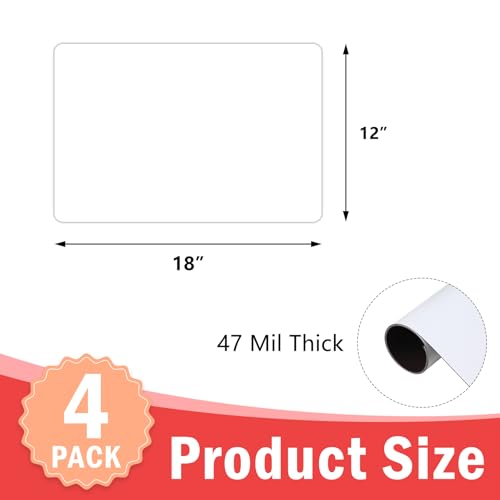 Image of 4 Pack Blank Magnets, 18 inch x 12 inch Magnetic Signs for Car, Rounded Corners, Advertise Business, Prevent Scratches & Dents