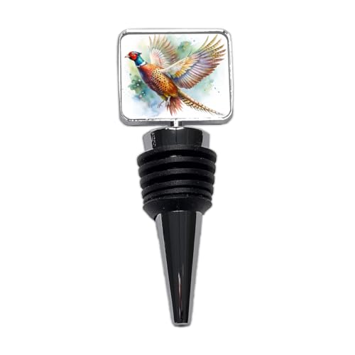 Pheasant In Flight Watercolor Wine Bottle Stopper