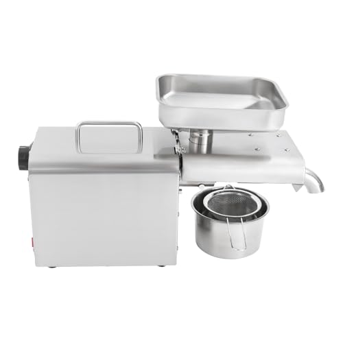 Oil Press Machine, 750W Automatic Electric Oil Press Extractor Organic Oil Expeller for Peanut Sesame Coconut Soybean Sunflower Seeds Walnuts Stainless Steel Temperature Range 104-464?