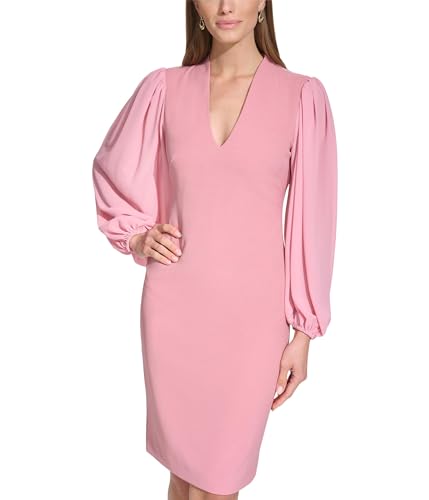Image of Vince Camuto Women's Stretch Crepe Bodycon Dress with Chiffon Balloon Sleeves