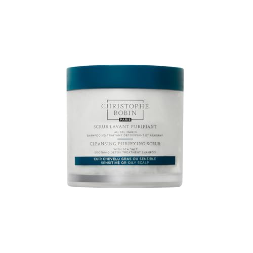 Christophe Robin Cleansing Purifying Scrub with Sea Salt 250ml Exfoliating Scalp Treatment Removes Impurities & Detoxifies Soothes & Refreshes Scalp