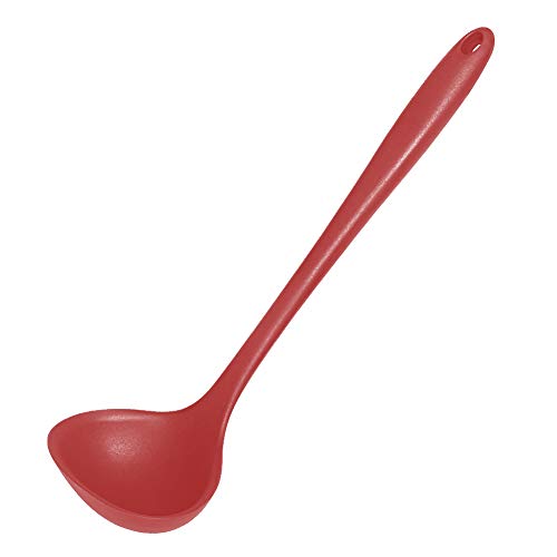 77L Cuchar�n de Sopa, Cuchara de Sopa de Silicona de Una Pieza Antiadherente Sin Costuras, Cuchar�n de Cocina Resistente al Calor 480F con Mango Ergon�mico, Para Hacer Sopas, Guisos y M�s, Rojo