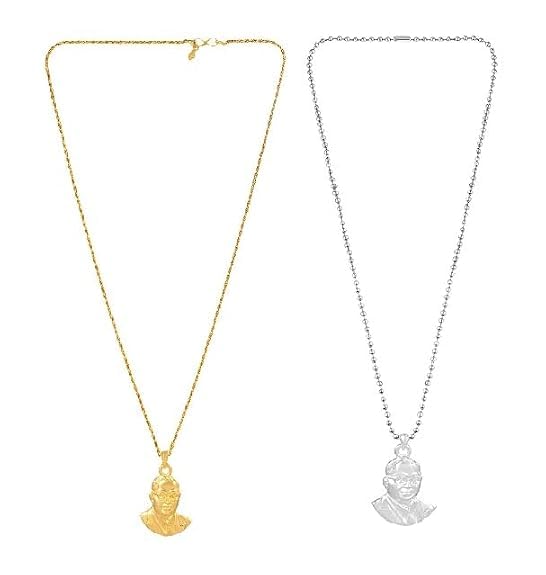 Combo of Gold & Silver Brass Dr. B.R. Ambedkar Pendants with Chain-image-29