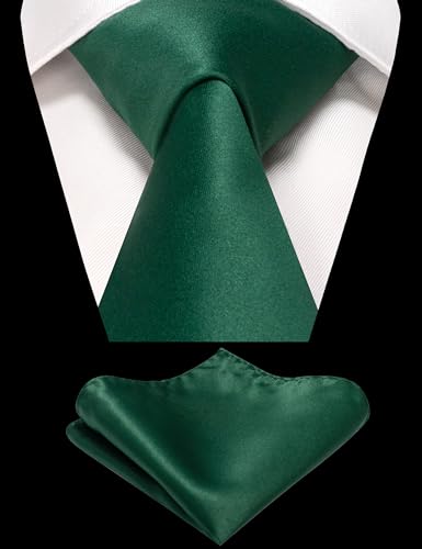 Image of RBOCOTT Solid Color Tie and Pocket Square Hankerchief with Lapel Pin Set for Men