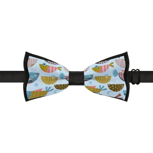 GoasNei Colorful Fishes Pattern Bow Tie for Men Adjustable Necktie Funny Tie Neck Ties for Weddings Party