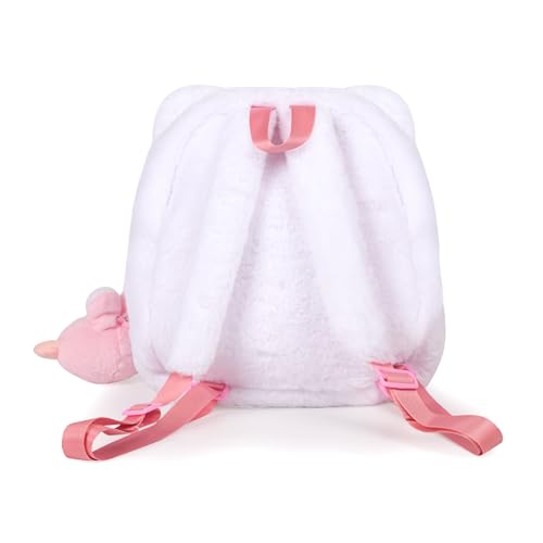 3Pcs Cute Plush Mini Backpack for Girls Cartoon Cat Kindergarten Schoolbag Kawaii Small Bookbag for Kids Girls Students Teen Toddler Casual Travel Daypacks (Pink Cat)3