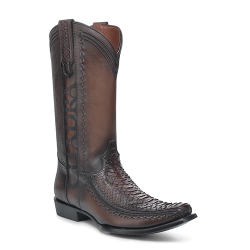 CUADRA Men's Western Boot in Python and Bovine Leather Black 1J3GPH
