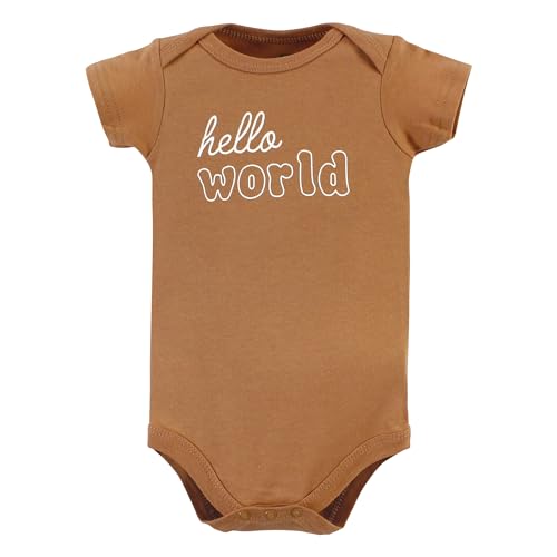 Image of Hudson Baby Unisex Baby Cotton Bodysuits, Kind Human 5 Pack, Newborn