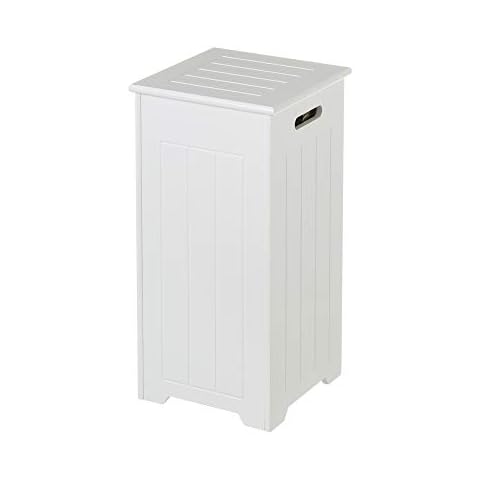 LOLAhome Cesto de Ropa arcón de Madera Blanco contemporáneo Cover