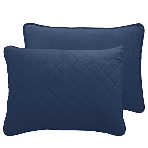 Parure de lit réversible Easy-Going avec couette bleu foncé en microfibre