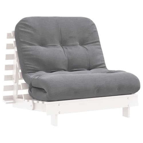 vidaXL Futón sofá Cama con colchón Madera Maciza Blanco 90x206x11 cm, futón Cama Japonesa, futón Cama con colchón, Cama de Suelo Japonesa
