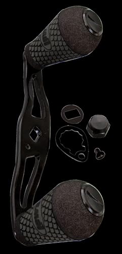 Lew's (CSBAHB) Custom Handle Kit Aluminum Handle with Round Winn Knobs, Black, Compatible with All Lew's Baitcast Reels