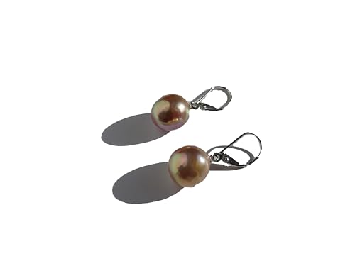 Boucles d'oreilles perles de culture lavande d'eau douce avec fermoir dormeuse en or