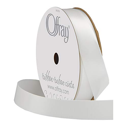 Image of Berwick 061152 5 /8 inch Wide Single Face Satin Ribbon, White, 6 Yds