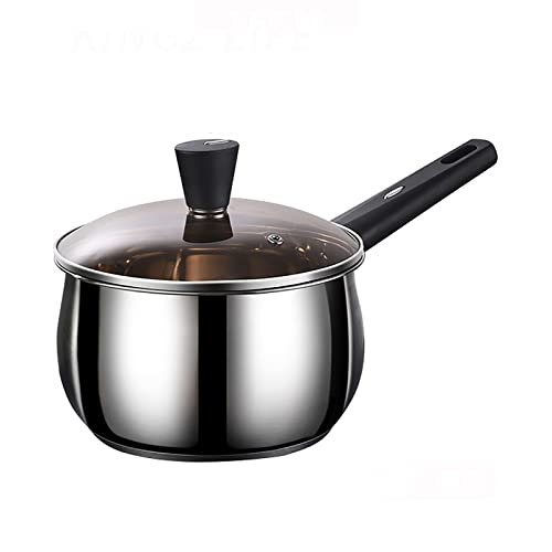XDLEDMKIZ Ollas/Cacerolas para Leche/Sartenes | Olla de Acero Inoxidable | Asas Que no se calientan | Apta para cocinas de inducción y Gas