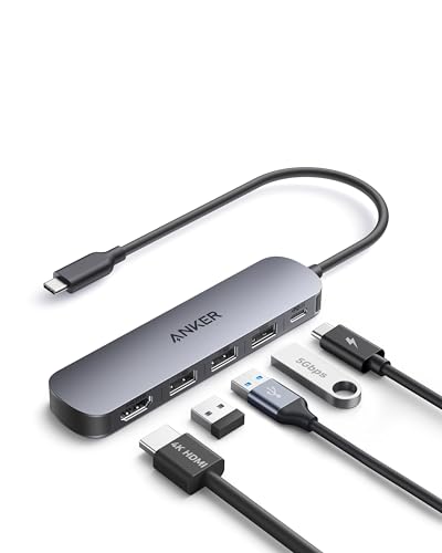 Anker USB C Hub (5-in-1), 4K@30Hz HDMI mit 100W Max. Power Delivery, USB-C und USB-A Daten-Ports, kompakt und stylisch für MacBook, Dell XPS und mehr (Ladegerät Nicht enthalten) Anker USB C Hub (5-in-1), 4K@30Hz HDMI mit 100W Max. Power Delivery, USB-C und USB-A Daten-Ports, kompakt und stylisch für MacBook, Dell XPS und mehr (Ladegerät Nicht enthalten)