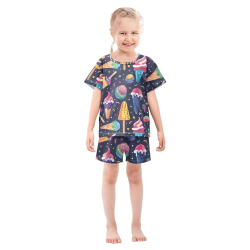 ALAZA Colorful Ice Cream Star Pajamas Short Sleeve 2 Piece Sleepwear Top and Bottom Pajama Set Unisex3