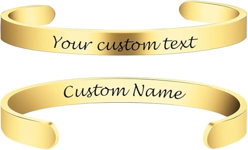 Cuff Bracelet Custom Gold Bracelets for Women Birthday Gifts for Her Silver Bangle Bracelet Custom Gold Bracelets Personalized Mantra Inspirational Daily Reminder