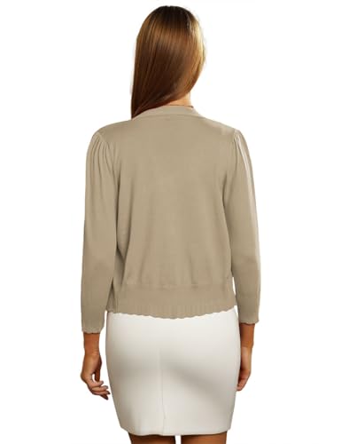Camel Heather Cardigan Sweater for Women Cropped Shrug,Camel Heather,S - image 6