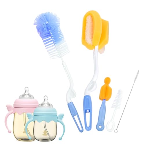 JOINPAYA 5 Piezas Cepillos Biberones Multifunción con Esponja para Limpieza de Biberones Tetinas y para Material Seguro Colores Aleatorios Color Aleatorio Color Aleatorio