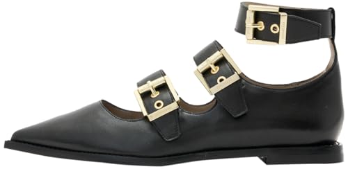 Women's Susan Buckle Leather Shoes Mary Jane Flat