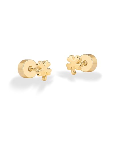 Image of PAVOI 14K Gold Plated Dainty Flat Back Earrings for Women, Piercing Studs | Hypoallergenic Stud Earrings with 925 Sterling Silver Posts, Motif Flatback Screw Back Helix Cartilage