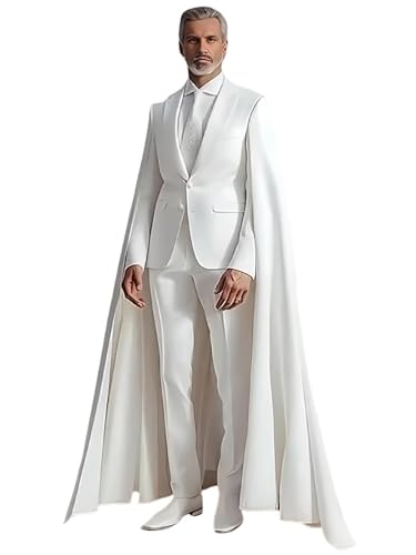 Elegant Men's 2 Pieces Suits with Long Cape Peak Lapel Cloak Blazer Pants Prom Tuxedos for Evening Party - Main Image