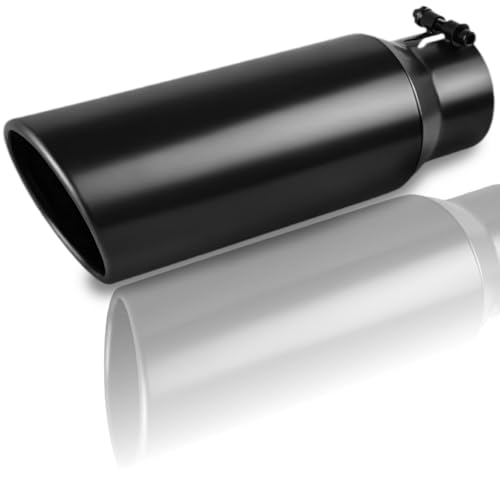 Mupera Universal 3 Inch Inlet Exhaust Tip 4 Outlet 12 Long Powdercoat Professional Black Exhaust Tips with Bolt On for all 3 Inch Outside Diameter Exhaust Tips