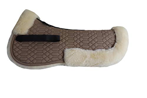 Engel Reitsport | SAKIS2-L-CAM-MED | Sattelkissen mit echtem Merino Lammfell | mit Fellrand vorne und hinten | Steppstoff Camel Fell med. Grösse L