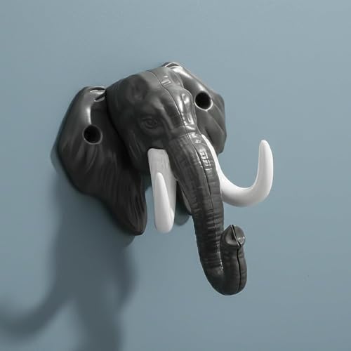 Image of Premium Key Holder for Wall | Decorative Elephant Shape Design | Stylish Key Stand & Key Chain Hanger | Wall Mounted Key Hooks for Home Decor & Office | Grey-White-| 3 Years Warranty |