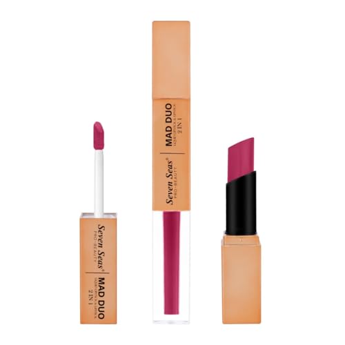 Image of Seven Seas 2in1 Non-Transfer | Smooth Texture | Hydrating | Long Lasting | Water-Proof | Full-Coverage Mad Duo Liquid Lipstick & Lipstick (Rose2, 4ml,3g)