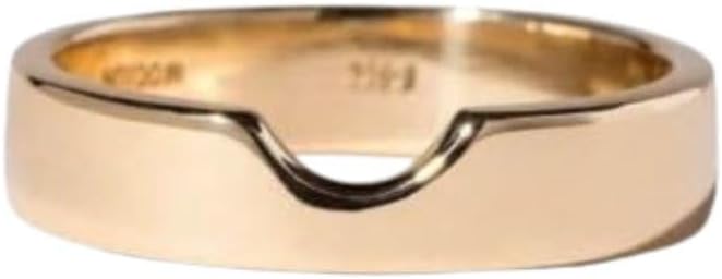 14K Gold Plated Cigar Wedding Band Ring Unique Wide Cut Out Design Wedding Band Nesting Promise Ring For Womens Stacking Rings 925 Sterling Silver Handmade Luxurious Valentine Jewelry