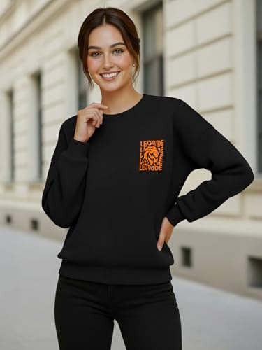 Image of LEOTUDE Women's Boyfriend Fit Loopknit Sweatshirt | Full Sleeve Drop Shoulder | Sweatshirt for Women