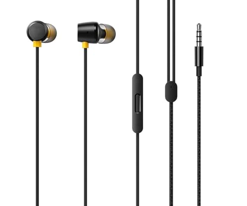 Image of Earphones for realme Pad 2 Earphones Original Like Wired in-Ear Headphones Stereo Deep Bass Hands-Free Headset Earbud with Built in-line Mic, 3.5mm Jack (Jack and R20-52,)