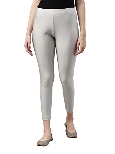Image of GO COLORS Ankle Length Mid Rise Shimmer Leggings for Women
