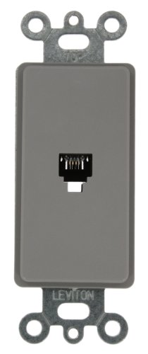 Leviton 40649-GY Decora Insert, 6P4C, Screw Terminals, Gray