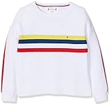 Tommy Hilfiger Retro Placed Stripe Sweater suéter, Blanco (Bright White 123), 125 (Talla del Fabricante: 5) para Niñas