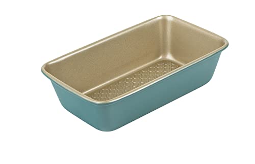 Prestige x Nadiya 2lb Loaf Tin - Non Stick Loaf Tins For Baking 23cm x 13cm, Dishwasher Safe Steel Bakeware, Teal & Gold Loaf Pan, 9